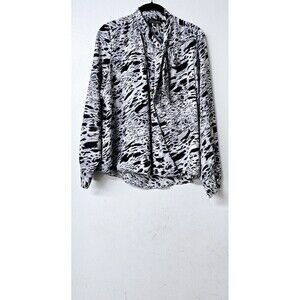 VINCE CAMUTO Front Overlap Long Sleeve Pullover Lined Women Shirt Blouse (S)